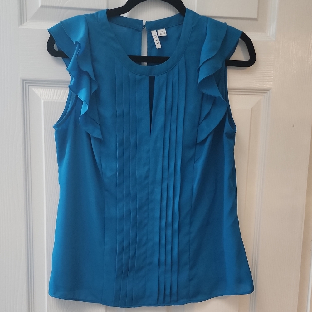 Elle Vibrant Blue Ruffle Sleeve Blouse